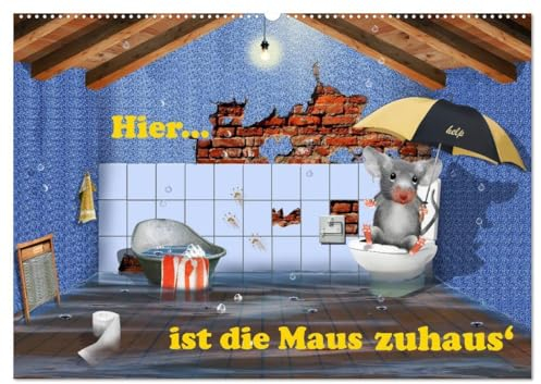 Hier ist die Maus zuhaus' (Wandkalender 2025 DIN A2 quer), CALVENDO Monatskalender: Das abenteuerliche Leben kleiner Mäuse ist in diesem Kinderkalender humorvoll präsentiert (CALVENDO Spass)