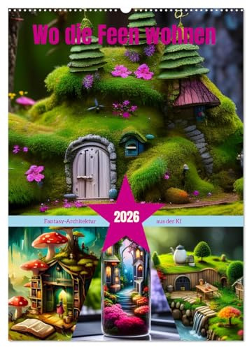 Wo die Feen wohnen (Wandkalender 2026 DIN A2 hoch), CALVENDO Monatskalender: Fantasy-Architektur aus der KI (CALVENDO Kunst)