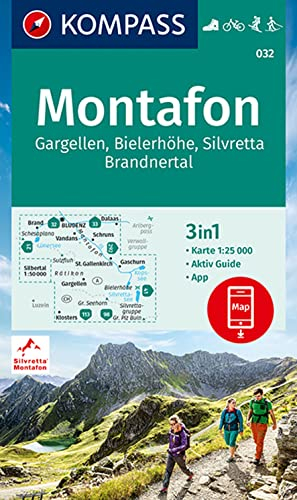 KOMPASS Wanderkarte 032 Montafon, Gargellen, Bielerhöhe, Silvretta 1:25.000: Gargellen, Bielerhöhe, Silvretta, 3in1 Wanderkarte,mit Aktiv Guide, ... Fahrradfahren. Skitouren. Loipen.