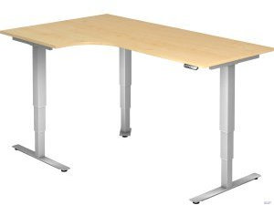 k.A. Schreibtisch 200x120x62-127cm Ahorn/Silber elektrisch höhenverstellbar