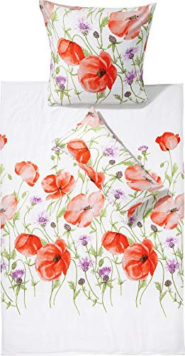 Erwin Müller Bettwäsche Mako-Satin orange-weiß Größe 1x 135x220 cm + 1x 40x80 cm