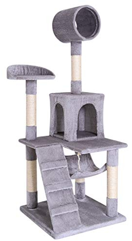 lionto Árbol rascador para Gatos Altura 133 cm, Gris Claro