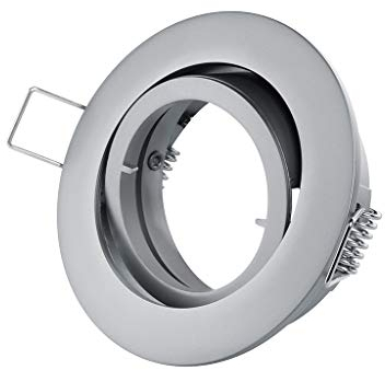TEVEA PREMIUM Einbaurahmen - LED Einbaustrahler - 230v - Halogen Einbauleuchten - Schwenkbar - aus Metall - Edelstahloptik - Bajonett Verschluss (5er-Set) - Chrome Matt