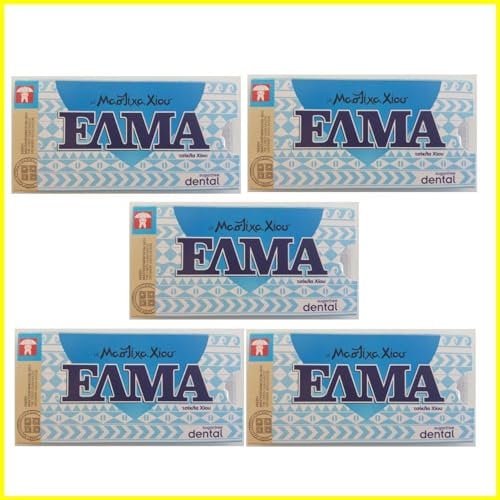ELMA gomme à mâcher grecque SugarFree DENTAL avec le mastic de résine de Chios naturel et l'huile de mastiha - 5 x 10-Packs