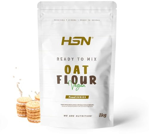 Harina de Avena de Sabores de HSN | Sabor Galleta Crema 1 Kg = 20 Tomas por Envase - Instant Oatmeal - Ideal Tortitas de Avena y Claras, Batidos | Sin Azúcares añadidos