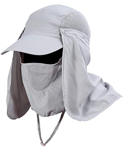 Sonnenhut Flap, UV Schutz Schnell Trocknender Hals Gesicht Flap Hat Outdoor Visor Cap(Grau)