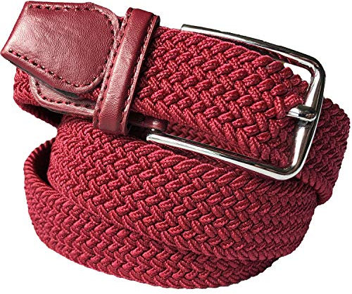 LisaModa Unisex Stretch Flechtgürtel in vielen Farben (Bordeauxrot, 110-130)