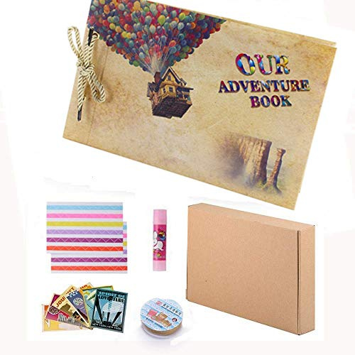 LBSC Abenteuerbuch Pixar, handgefertigt, für Familie, Scrapbook, Retro-Album, Jubiläum, Reisealbum, Erntedankfest, Urlaubserinnerungen (Abenteuerbuch mit Geschenkbox)