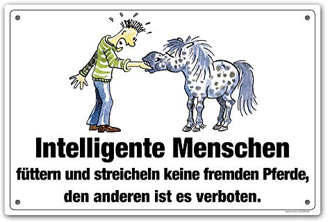Comic-Schilder.de - Intelligentes Menschen... Schild (Bitte nicht füttern/nicht streicheln) - Tierwarnschild - Alu-Dibond - 300 x 200 mm