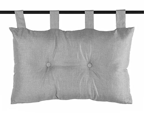 Caritex Cuscino Testata Letto Singolo o Matrimoniale, Testiera Letti Imbottita, Schienale Letto con Bottoni Decorativi, 45x70 cm, Con Passanti Per un Facile Montaggio BEA S809 (Grigio Chiaro)