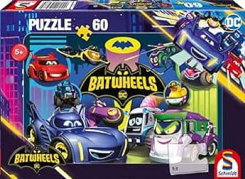 Schmidt Spiele 56488 Batwheels, Batmobile gegen Legion der Düser, 60 Teile Kinderpuzzle