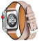 Bestig Bracelet de rechange fin en cuir véritable pour Apple Watch 42 mm 44 mm, double tour conçu pour iWatch SE, série 6/5/4/3/2/1 (bande de sable rose + connecteur argenté, 42 mm 44 mm)