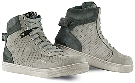 SHIMA SX-2 EVO LADY Scarpe Moto Donna | Stivali Moto in Pelle, Traspirante, Rinforzato con Supporto della Caviglia, Suola Antiscivolo, Impugnatura per il Cambio di Marcia (Grigio, 36)