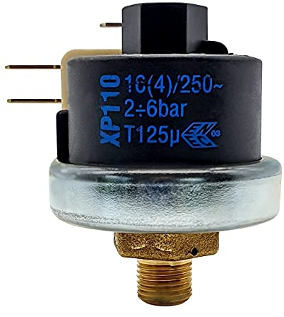 Mater XP110 Druckschalter 1/8 Zoll | 2,0-6,0 bar einstellbar | Voreinstellung 4,0 bar
