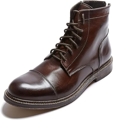 BRITISH PASSPORT - Stivaletti Derby Invernali da Uomo in Vera Pelle Soletto in Memory Foam - Suola in Cuoio - Taglia 44, Marrone - Made in Italy