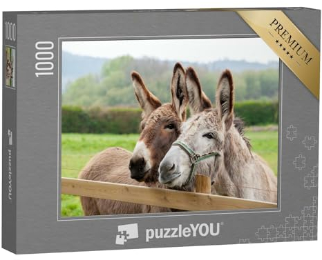 puzzleYOU: Puzzle 1000 Teile „Eselfamilie im Freien auf der Wiese“ – aus der Puzzle-Kollektion Esel