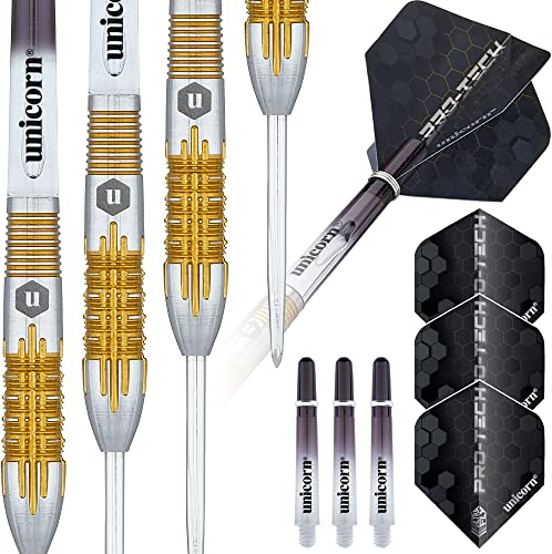 Unicorn Protech Dartpfeile mit Stahlspitze, Silber/Gold, 22 g