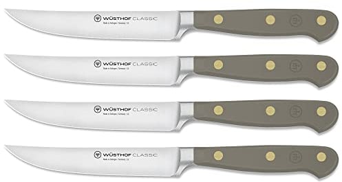 WÜSTHOF Classic Set di 4 coltelli da bistecca 12 cm, Velvet Oyster (grigio)