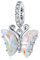 NINGAN Bunte Aurora Schmetterling Anhänger 925 Sterling Silber Anhänger Geeignet für Damen Halskettenarmband