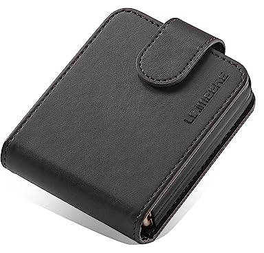 Handyhülle für Samsung Galaxy Z Flip 5 Hülle 5G Leder Klappbar, Galaxy Z Flip 5 Premium Leder Schutzhülle Wallet [Kartenfach] [Standfunktion] Cover Flip Case für Samsung Z Flip 5 Klapphülle