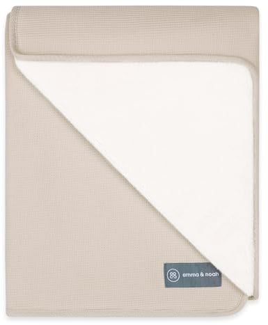 emma & noah Premium Kuscheldecke für Babys, 95x75 cm, Flauschig und Atmungsaktiv, Bio-Baumwolle, Oeko-TEX Standard 100, Als Babygeschenk oder als Kinderwagendecke (Essential Beige)