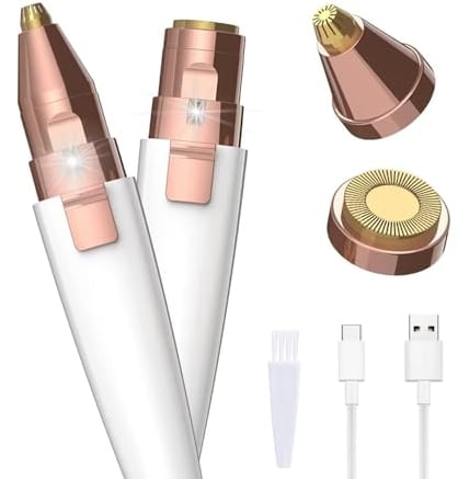 YOUNLEN Épilateur Visage pour Femmes, 2 en 1Epilateur sourcils Electrique Femme, Epilateur Sourcil Femme Rechargeable, Tondeuse à Sourcils, pour le visage et le corps avec Lumière