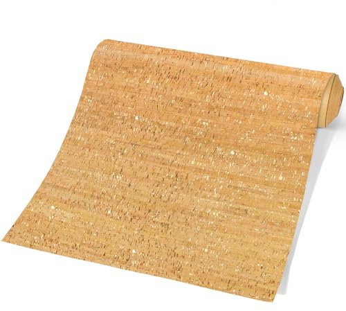 CanaanTree Tapete zum Abziehen und Aufkleben, selbstklebendes Bambus-Kontaktpapier, eingelegt mit goldener Folie, entfernbar, strukturiert, 3D, aus 100 % echtem Kork, 41,9 x 300 cm (Corboo)