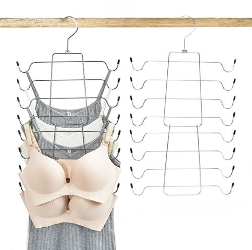 APACALI 2 Stück Faltbare BH-Kleiderbügel, Platzsparende Kleiderbügel, Kleiderbügel Organizer Metall, Multilayer Kleiderbügel, Unterwäsche-Aufhänger für Schrank, Tanktop, Cami, Bademode