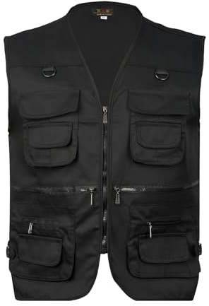 LBL Men's Fishing Vest Outdoor Work Safari Travel Vest Multi Pockets Waistcoat Camping Hunting Photography Outerwear Gilet JW612 Black M