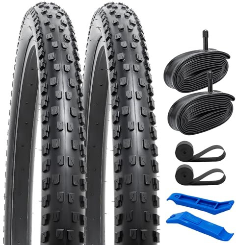YunSCM 2Pcs Plegable 29 Pulgada Neumáticos 29x2.10 ETRTO 54-622 más 2Pcs 29 Pulgada Cámara de Aire AV32mm Valve Compatible Bike 29x2.10 Neumáticos and Cámara de Aire