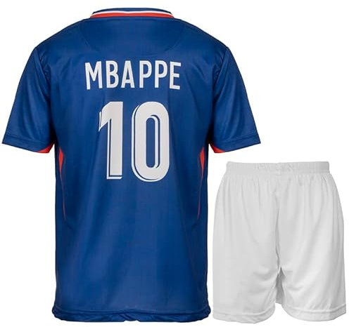 Hawkara Frankreich #10 Mbappe Heim Kinder Trikot mit Kurz, Fußball Trikot Set Neue Season Ausgabe Jugendgrößen (Blau,164)