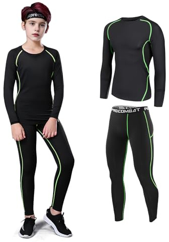 Shengxi Ropa Interior Térmica para Niños, Transpirable Deportes Conjuntos Térmicos Ropa Interior Funcional Termo Unisexo Ciclismo Futbolístico Deportes de Manga Larga