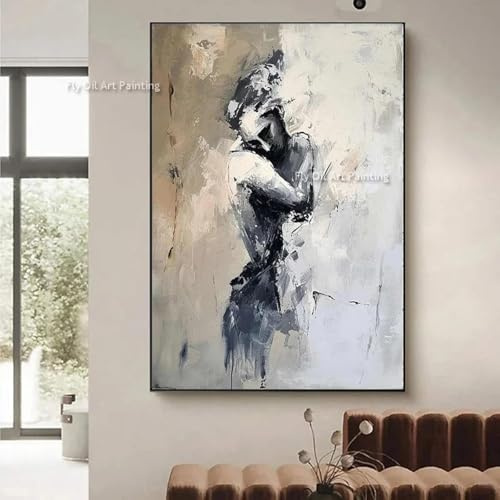 ADOHOME Lovers Art Sinnliches Paar abstrakte Umarmung Ölgemälde Schlafzimmer sinnliche Leinwand Gemälde Wandkunst für Schlafzimmer Dekor 80 x 120 cm rahmenlos