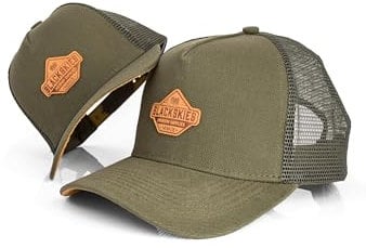 Blackskies® Essentials Trucker Cap - 2er-Set Eltern Kinder - Partnerlook Baseball Cap Mutter-Vater-Kind Geschenk Mini-Me Basecap Papa-Sohn & Mama-Tochter Grün-Braun - 49-54 cm