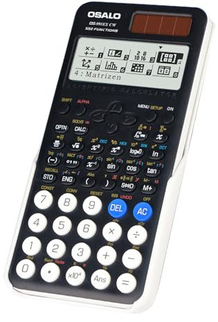 OSALO Wissenschaftlicher Taschenrechner 552 Funktion 4 Zeilen Geschriebenes Display Solar und Batterie Rechner Schutzhülle für Schule Hochschule Mathe Technik Schwarz (OS-991EX CW)