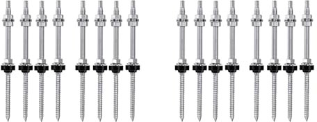 GIWFBQTR Stockschrauben, M10 X 200 Mm, Vormontiert, V2A, HöHenverstellbar, für Photovoltaik-Solar-MontagedäCher, 16Er-Pack