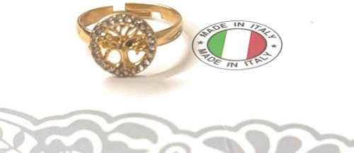 MODA MavillA Anello acciaio Cuore quadrifoglio Infinito nota musicale zampa cane misura regolabile (Albero della vita, Oro, Misura regolabile)