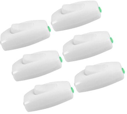 DIYEAH 6 Pcs Bedside Switch Safety Electrical Outlet Covers Childproof Outlet Cover Black Light Switch Hue Dimmer Switch Outlet Covers Proof Lamp Cord Switch Inline Abs White