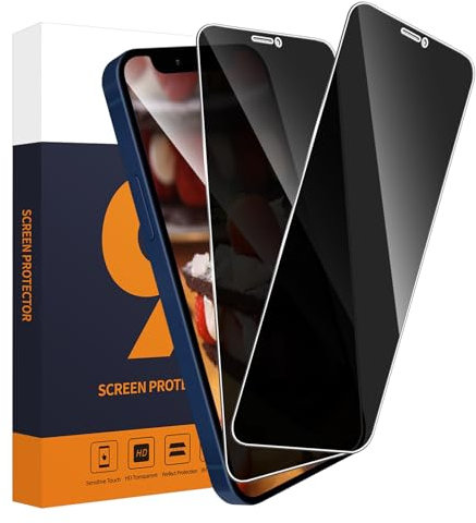 Carantee 2 Stück Schutzfolie für Panzerglas für iPhone 12/12 Pro 5G, Blasenfreie Sichtschutzfolie, Anti Kratzer, Anti-Spy Privatsphäre Schutzglas, Sensitive Touch iPhone 12/12 Pro Displayschutzfolie