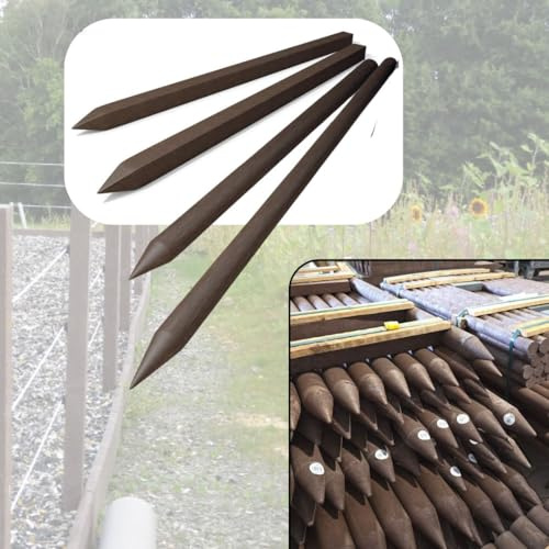 Kunststoff-Zaunpfosten, Braun, Ø 4,5 cm, 130 cm Länge, 10er Set für Gartenzaun