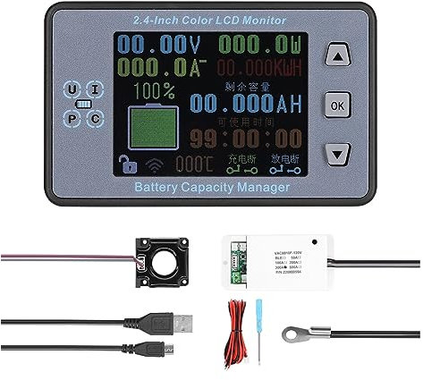 KONGMM Tester Batteria Auto, VAC8810F 300A Batteria Coulometer Wireless Amperometro Voltmetro Rilevatore di Potenza della Batteria Tester di capacità della Batteria Monitor della Batteria(Standard)