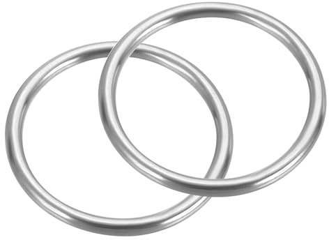 PATIKIL 2 Stück Metall O-Ringe 5x50mm Metallringe O-Ring Silber | Ozeanklasse 316-Edelstahl Geschweißte Rundringe, DIY-Zubehör, für tragfähige Zelte, Kajaks, Tauchernetze, Hängematten