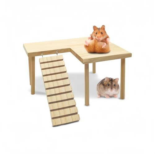 Hamster Platform，With Climbing Ladder,Hamster Wooden Platform Suitable for Pets to Play With, A Gift for Hamsters