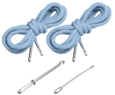 PATIKIL 2Stk 130cm Kordelzug mit 39Stk Durchziehnadel,Himmelblau | Ersatz Schnürsenkel, Kordelband, Festmacher für Shorts Hosen Jacken Mäntel Jogginghosen Hoodies