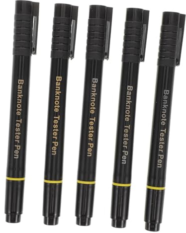 Tofficu 5 pièces Stylo Détecteur Faux Billets Euros Double Pointe Testeur de Billets Fiable et Portable Stylo Vérificateur de Monnaie Robuste et