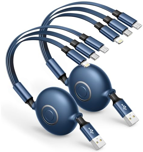Câble Multi USB, 3 en 1 Rétractable Cable Universel Rapide [1.2M], Câble Chargeur USBC Micro USB Type C Lightning Cable pour iPhone, Samsun, Redmi, Huawei, Sony, LG, Nokia, Android, OnePlus