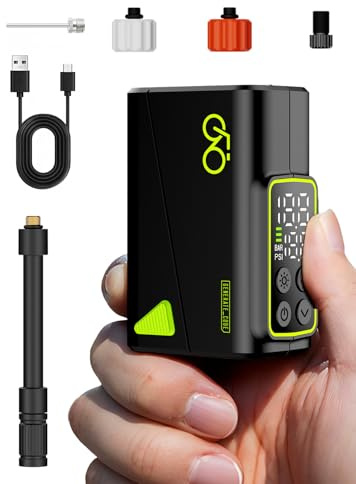 VACHAN Mini Electric Bike Pump - 150PSI Electric Bicycle Air Pump for Schrader,Portable Presta Valve Cycle Pump with Pressure Gauge,Cordless Smart Bike Tyre Pump for Road,Mountain,City Bikes