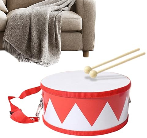 Schlagzeug - Musikspiel aus Holz | Spielzeug-Instrumentenset mit verstellbarem Gurt von 14 cm (5,9 Zoll), Design geeignet für Anfänger, bequemer Gurt für Kinder von 2 bis 5 Jahren, Mädchen, Estu
