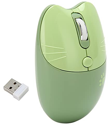 Tomantery Souris sans Fil, Silencieux, DPI Réglable, Double Mode, pour Filles, Bureau, Ordinateur Portable, école, Matériau ABS (Vert)