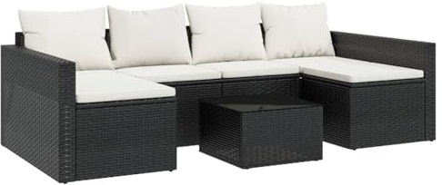 WGYHOME 2-TLG. Garten-Lounge-Set mit Kissen Schwarz Poly Rattan, Sitzgruppe Essgruppe Set Sofa-Garnitur Lounge, Gartenset Sofa-Set Garnitur Gartenmöbel Couch-Set mit Sofa und Sessel